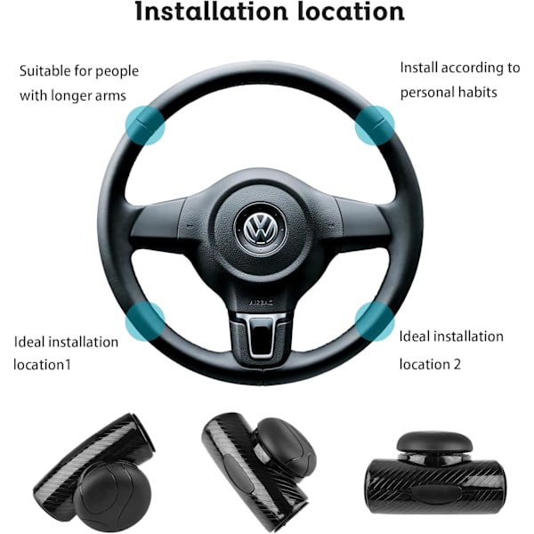 Knob til rat til bil - Universal Power Handle Spinner - Tilbehørsknob - 360° roterende ratgreb - Til bil, lastbil, SUV