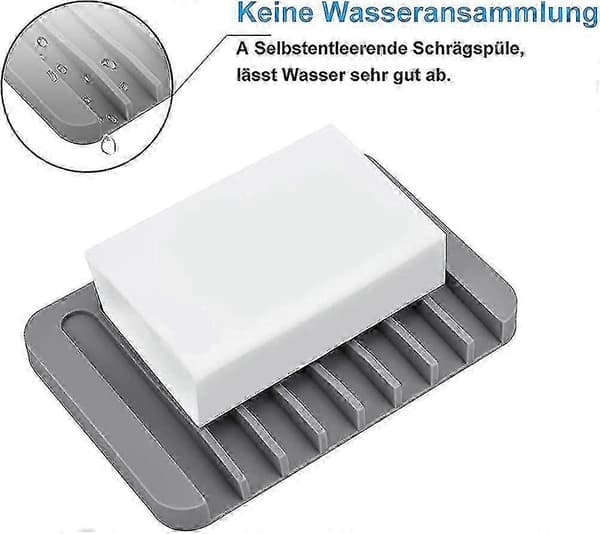 Sæt med 2 silikone sæbeskåle med afløb til badeværelse, bruser, skridsikkert design