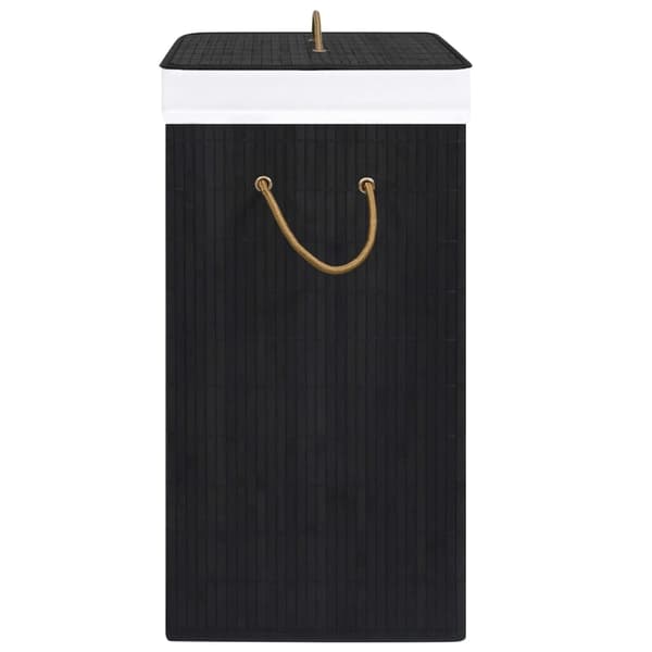 vidaXL Laundry Basket Bamboo with 2 Sections Black 72 L Svart black