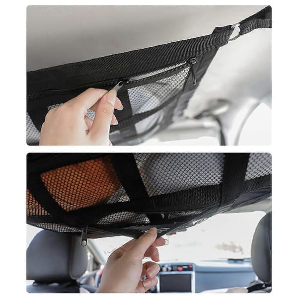 Car Roof Storage Net 18 Compartments Cross Pattern 90 Long, 65 Wide, Compatible with Various Car Models