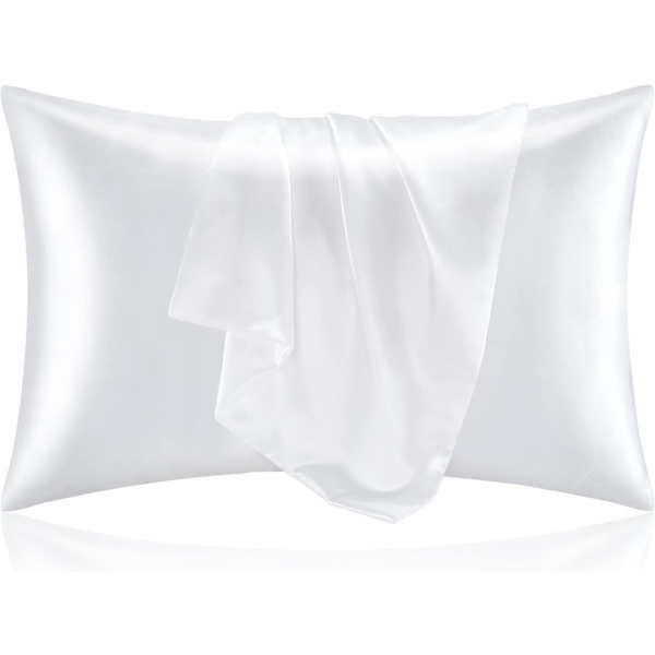 Silkkiset tyynyliinat, vakiokoko, 2 kappaleen pakkaus, valkoiset satiinityynyliinat hiuksille ja iholle, superpehmeät tyynyliinat kirjekuorella (20x30 tuumaa)