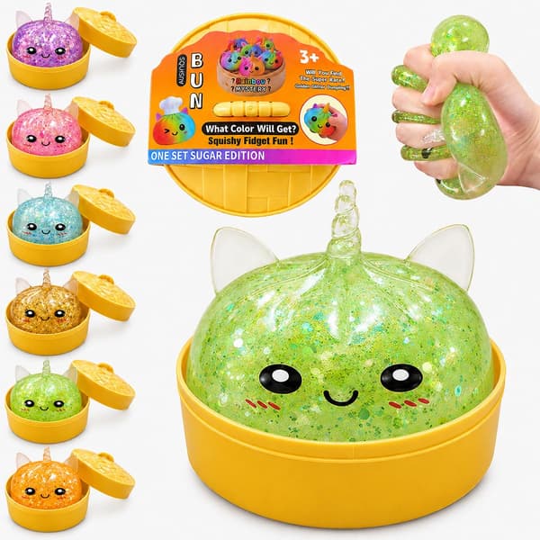 Dumpling Squishy Fidget-lelut, Glitter Vihreät Squishies Puristuslelu
