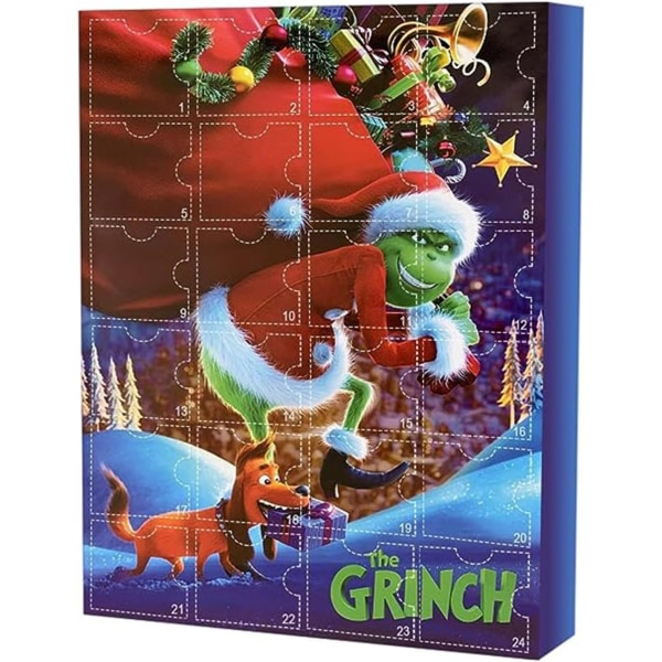 Julekalender 2023, adventskalender, adventskalender for barn, med 24 stk Grinch julefigurer for barn julegavefest