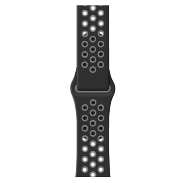 Apple Watch 1/2/3/4/5/6/SE, 38/40/41mm silikone sportsrem, sort grå
