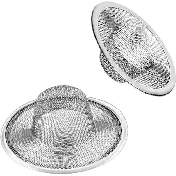 2 stk. Heavy Duty rustfrit stål skråkurv filterfælde, 3,54\" top / 1,65\" mesh metal vask si, perfekt til køkkenvask/badeværelseskar bad