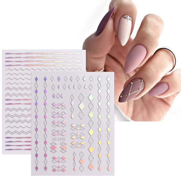 12 ark Aurora neglekunst klistremerker klistremer selvklebende Pegatinas Uñas glitter holografisk negleutstyr neglekunst design dekorasjonstilbehør