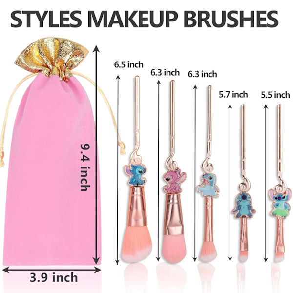 Stitch Makeup Brushes Set Interstellar Baby Anime Cartoon Tema Make Up Brush Set Kollektion Gaver til Unge Piger Kvinder