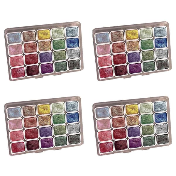 4X 20 farver akvarelmalesæt, metallisk akvarelmalesæt, glitter akvarel solid malingsboks, (1ML-A)