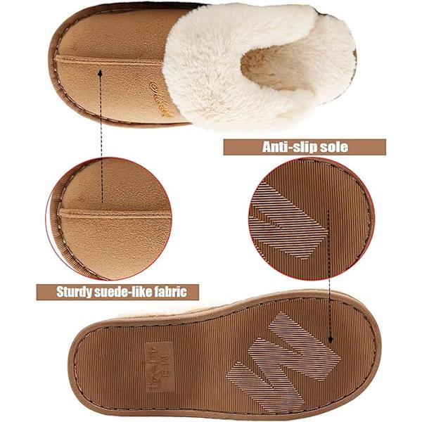 Hussko til kvinder og mænd, Fuzzy Fluffy Memory Foam Slip-on Hjemmesko Anti-Skridsikker Super Varme (Størrelse: 5-6)