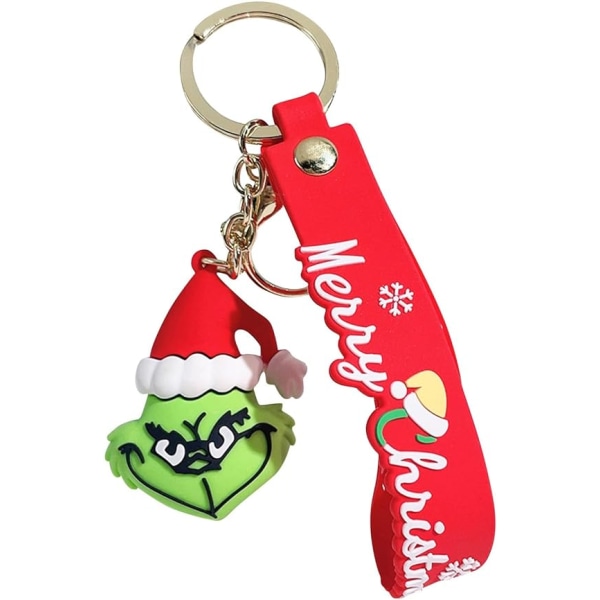 Julnyckelring present för barn - Nyckelring, söt tecknad Grinch hästbil Nyckelringhänge
