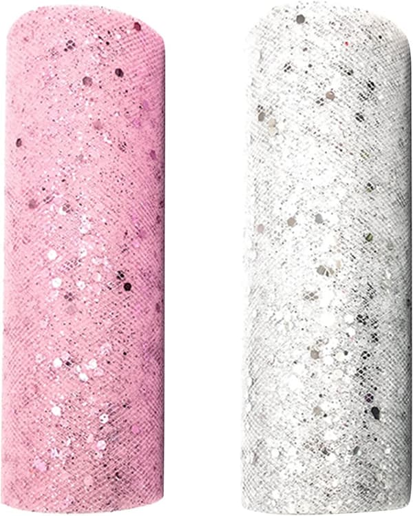 Glittrande tylltyg, glittertyll, bröllopsrulle tyll, lämplig för dekorationer, presentinslagning, kläder