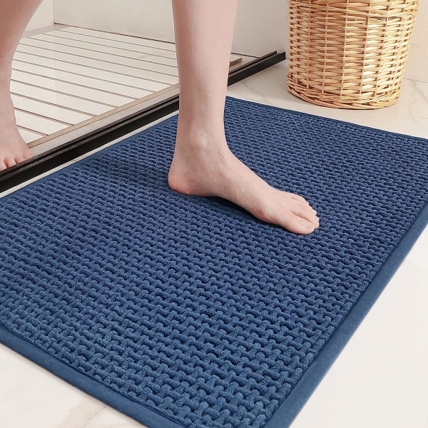 16\"x24\" Chenille Badrumsmattor - Färg G Tunna Badrumsmattor Passar Under Dörr - Absorberande, Platt, Halkfri, Mjuk, Maskintvättbar