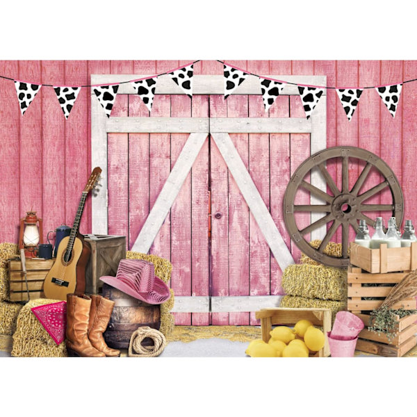 7x5ft Western Ku Fotografi Bakgrunn Rosa Cowgirl Bakgrunner for Fotografi Rosa Låve Bakgrunn