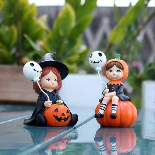 2 stk. Halloween græskar heksedekoration Halloween søde uhyggelige kranie græskar ornamenter