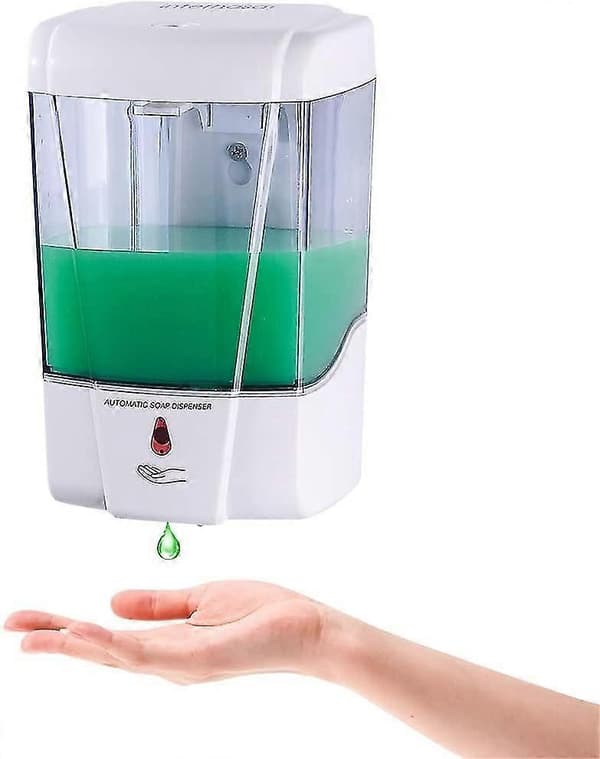 Automatisk sæbedispenser vægmonteret, håndspritdispenser 600ml/20oz berøringsfri sensor håndfri sæbedispenser til gel/væske, ABS-plast, hvid