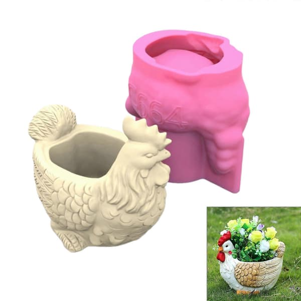 Blomsterpotteformer Silikon Lysestakeform Haneform Vaseformer Enkel å bruke Silikonmateriale for håndverk