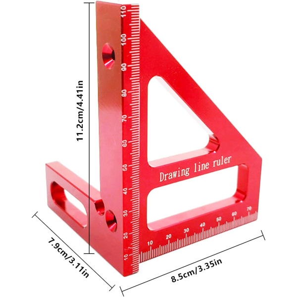 3D Multi Angle Mätlinjal - 45 90 Graders Triangel Skrivare Vinkelhake Gradmåttslinjal, Gehrungstriangel Linjal Mätverktyg för Ingenjör