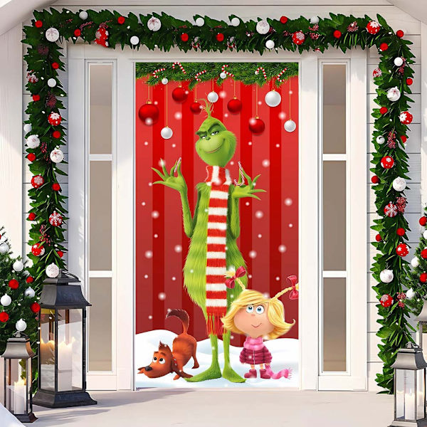 Jul Dörrömslag God Jul Grinchmas Font Veranda Skylt Vinter Nyår Jul Jul Dekorationer och Tillbehör för Hemfest