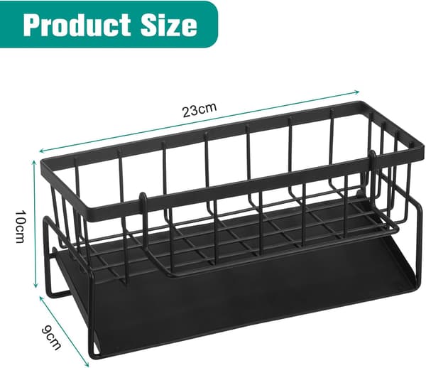Dish rack for kitchen counter, stainless steel sink organizer, sink storage rack with automatic drain tray, suitable for pre-washing