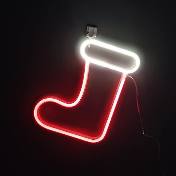 Joulu Kaunis Neonkyltti Led Sukka Neon Jouluvalot Jouluaatto Sisustusvalot Seinä Marquee Kyltti Olohuoneeseen (ei Paristoa) 1kpl