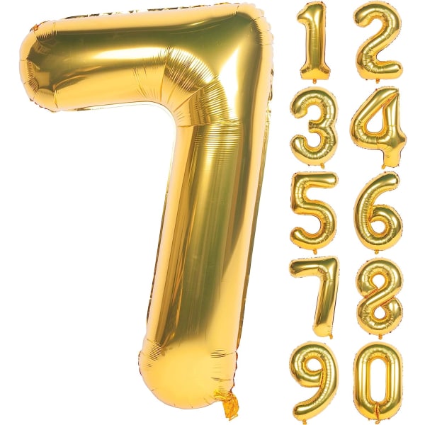 2 st 40 tums digitala heliumfolie födelsedagsballonger guld nummer 7