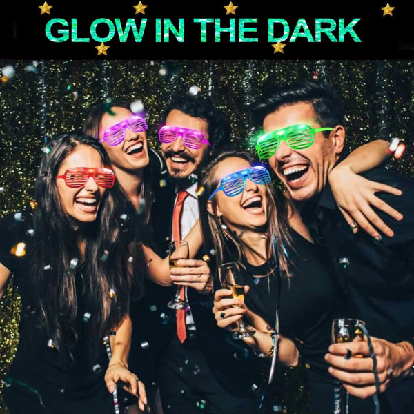20-pack LED-glasögon för fester, 6 färger lysande glasögon, solglasögon med LED-lampor, lysande festglasögon för barn/vuxna
