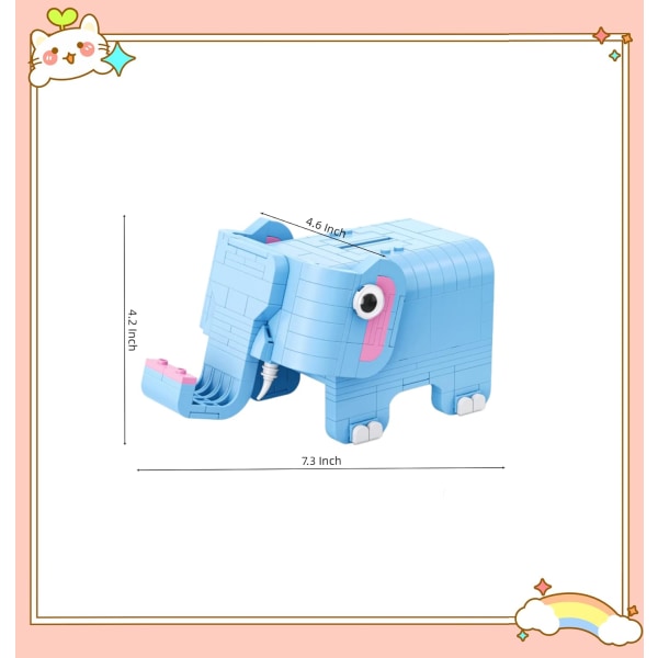3D Mini Byggkloss Djurset, 291 Delar Mini Elefant Byggklossar, 3D Roligt Funktionellt Byggleksak för Vuxna, Festgåvor för Barn (8+)