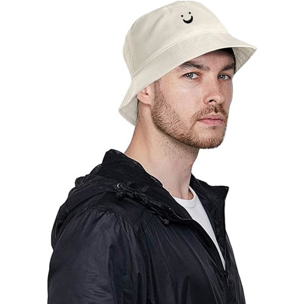 Leende Ansikte Bucket Hat för Män Sommar Resa Bucket Strand Solhatt Broderi Utomhus Kepsen för Män Kvinnor