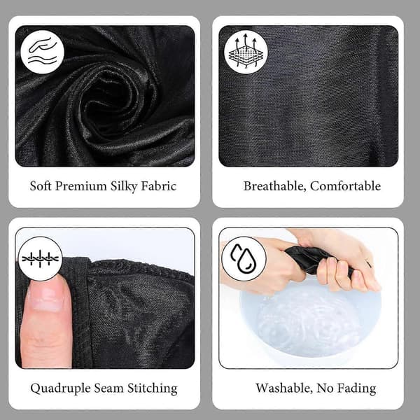3 stk. silkehette for menn, bølgehette, satengsilkehårhette for søvn, elastisk bånd, bølge-durags, sove-dusjhetter, silkehårinnpakning for menn