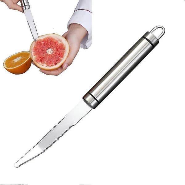 Grapefruktkniv i rostfritt stål med tandat blad och ergonomiskt grepp för snabb fruktskalning