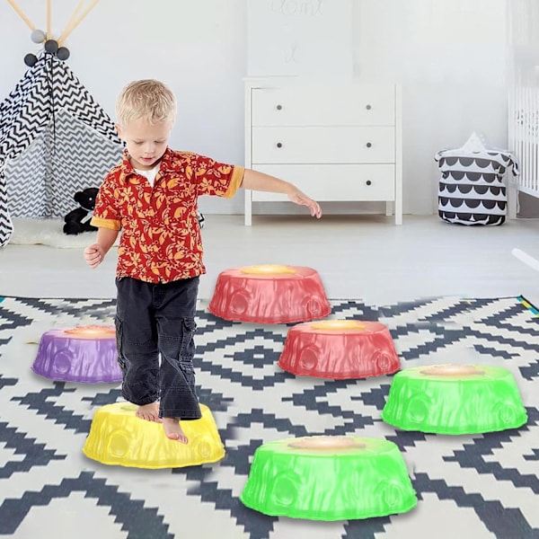 Stepping Stones for Kids - Sklisikre Sansestimulerende Stepping Stones, Interaktive Hage Steiner, Sklisikre Balanserende Elvesteiner, Fremmer Koordinasjon for Barn A