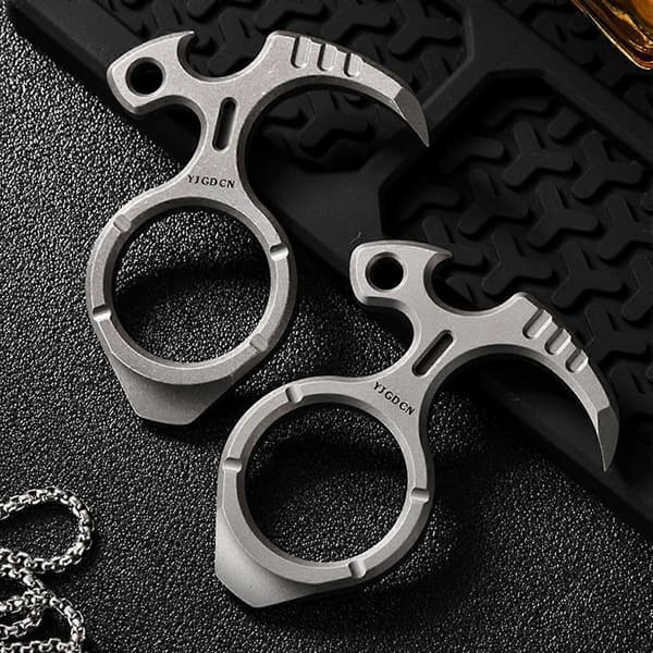 Sandblasted Titanium EDC Tool with Titanium Ring — Compact Bottle Opener and Keychain Multitool