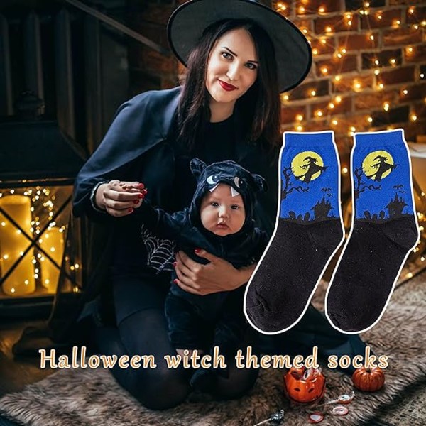 5 par strumpor för kvinnor Halloween strumpor Julklappar, Halloween presenter/Färg: Halloween strumpor/Storlek: One Size