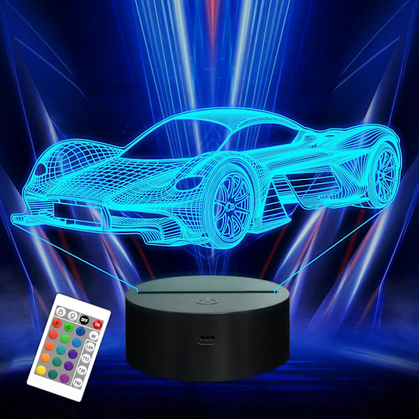 Hologram Controller 3D Natlampe til Børn, 16 Farver & Fjernbetjening Dimmer Kontrol Dreng Pige Videospil Værelse Tilbehør som Julefødselsdagsgave til Børn