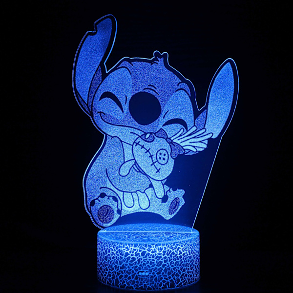 Børns Anime Dyr Stitch, Stitch Natlampe med Fjernbetjening og Smart Touch, 16 Farver Skiftende Opreated, Dæmpbare Stitch Legetøj