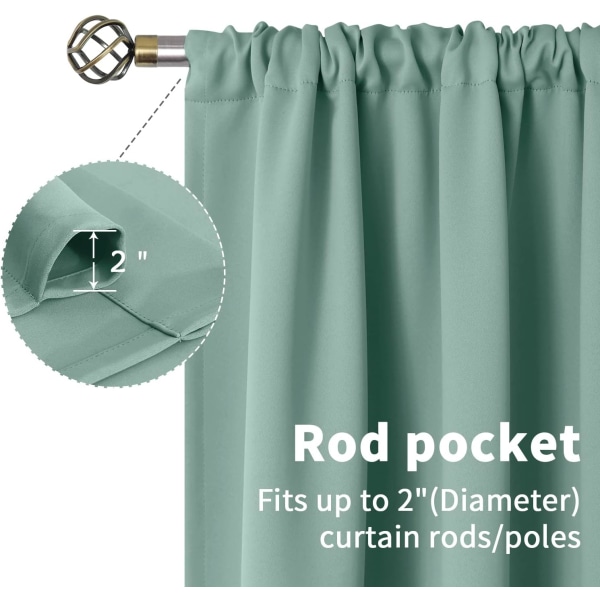 od Pocket Vita Gardiner för Vardagsrum - Termiskt Isolerade Fönsterbehandlingsgardiner för Sovrum, 2 Paneler, 52 x 63 Tum