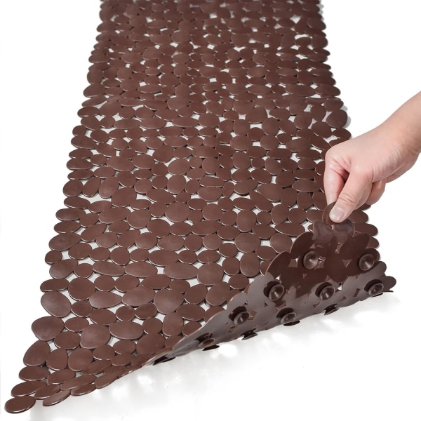 Halkskyddad badkarsmatta i svart 16 B x 35 L tum (endast för släta/icke-texturerade badkar) Säker duschmatta med dräneringshål, sugkoppar för badrum