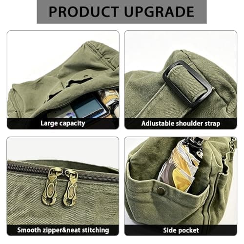 Women's Canvas Shoulder Bag, Vintage Hobo Crossbody Bag, Multi-Pocket Briefcase Handbag