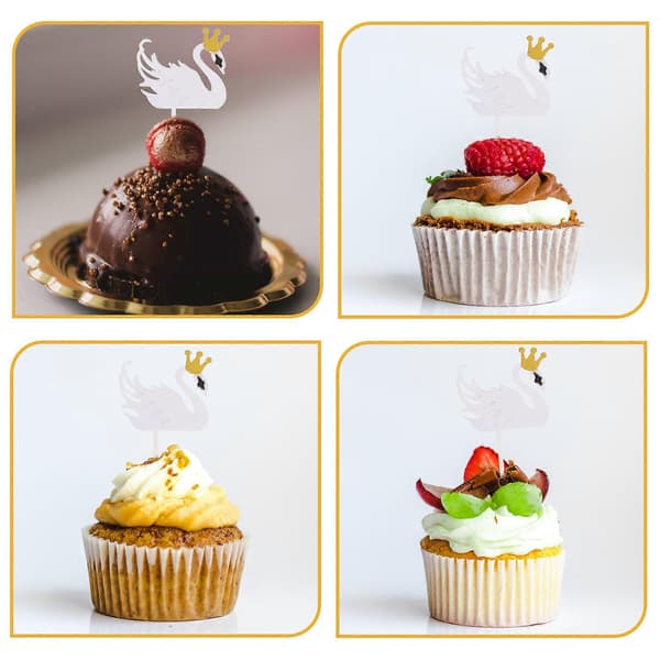 Cupcake Toppere Svanefødselsdagskagedekorationer til fest 15 stk. pakke