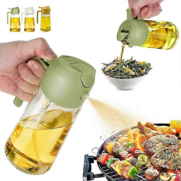 Oljedispenser för kök, oljedispenserflaska och häll, 2 i 1 olivoljedispenser, grön 4 st JN