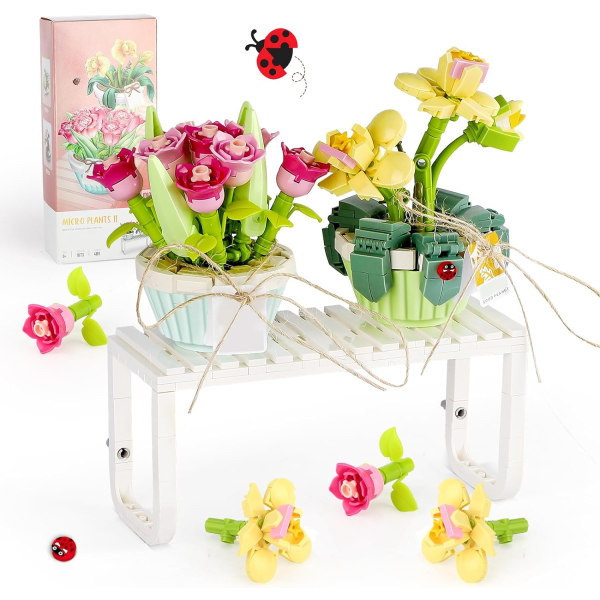 Mini Bricks Flower Mini Orchid Bonsai Tree Building Block Set 2PCS Botanical Collection Construction Building Toy