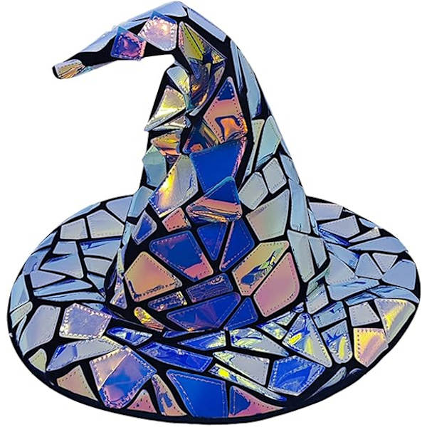 Kvinde Punk Hexe Hat Kostume Halloween Farverige Paljetter Punk Hat Laser Element Hexe Cap Festival Partywear