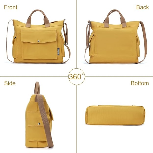 Naisten kangaskassi 14 tuuman suuri crossbody-kassi, jossa on useita taskuja, kangaskassi, olkalaukku, työlaukut