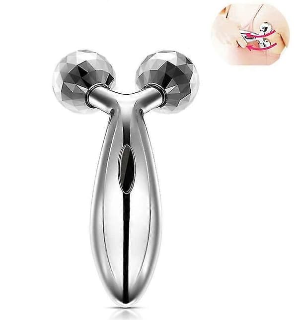 3D Roller Ansiktsmassager Ansiktslyftningsverktyg Uppstramande Skönhetsmassage Kroppsansiktsmassager Silver