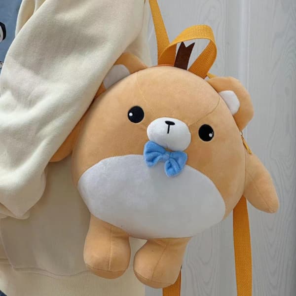 Bear Backpack Soft Plush Doll Toy Large Capacity Bag Adjustable Shoulder Strap for Travel Bear Free Size