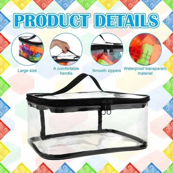 Storage Bag Compatible with LEGO Transparent PVC Building Block Organizer 1 pc, 23 x 16 x 13