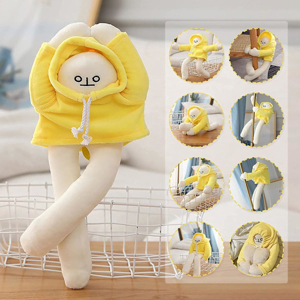 Gosig bananman leksak, 16 tum konstig bananman docka med magnet, rolig poserbar dekompressionsleksak plyschdjur docka presenter (gul)