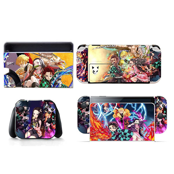 Egnede klistermærker til switch OLED, Demon Slayer Anime, støvtætte, ridsefast og farverige klistermærker（Kamado Tanjirou） Style12