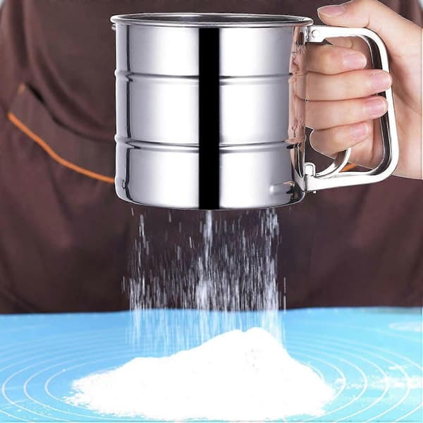 Melsikt, sikter i rustfritt stål for baking, dobbeltlags sikter, pulver