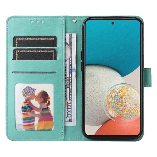 Compatible with Samsung Galaxy A53 5G Sunflower Pattern Magnetic Closure Phone Case PU Leather Stand Flip Wallet Case with Wrist Strap